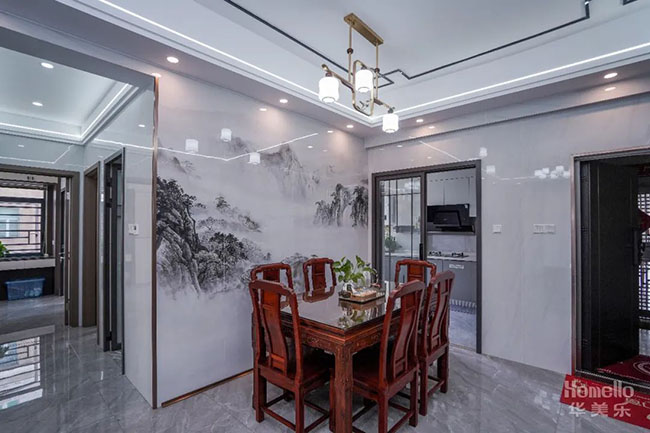 120㎡新中式三居，水墨風(fēng)典雅客廳，心素如簡，禪意四溢